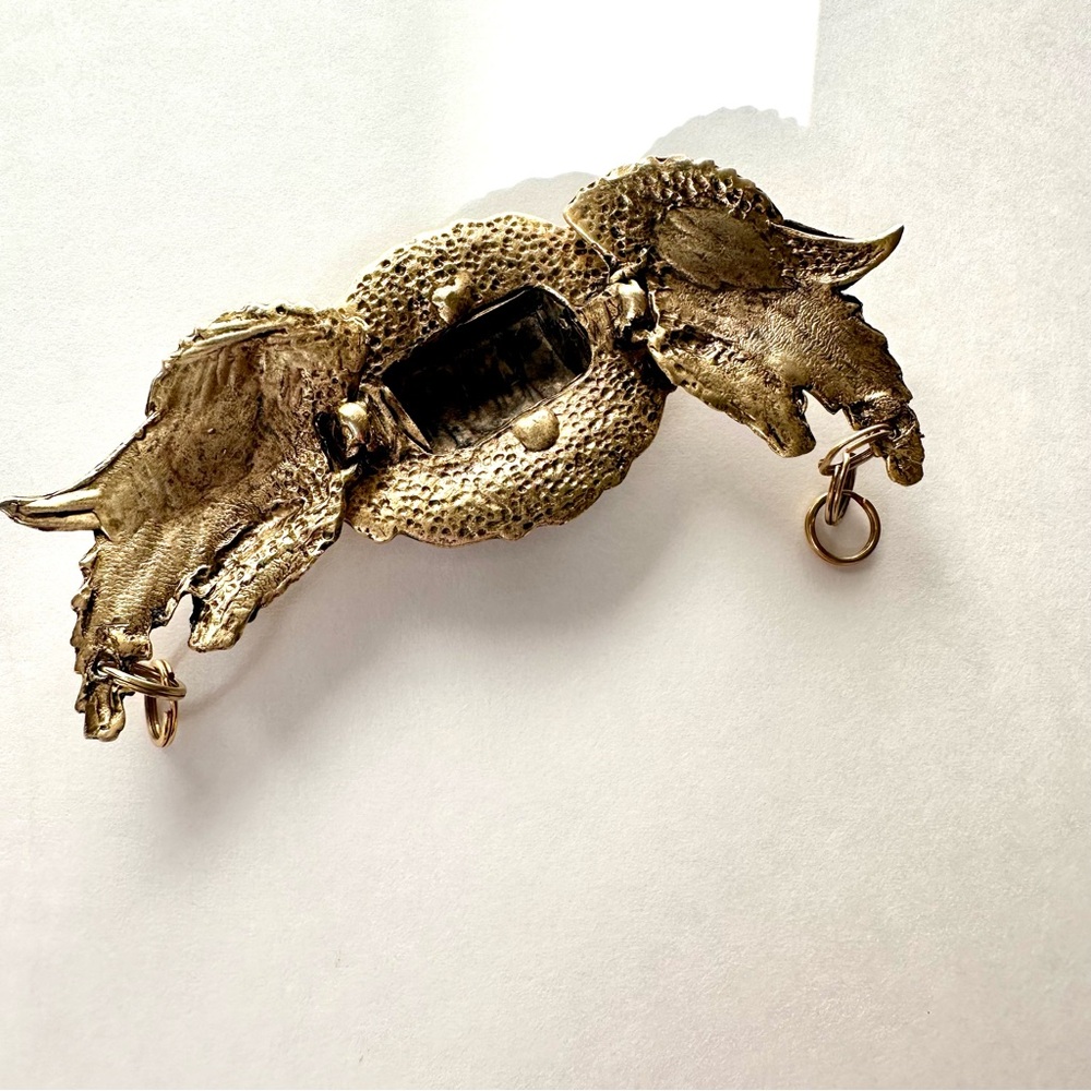 Gold 2d Moveable Wings Large Statement Necklace C… - image 2